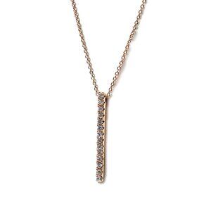 18K Pave Diamond Vertical Bar Layering Pendant/Necklace